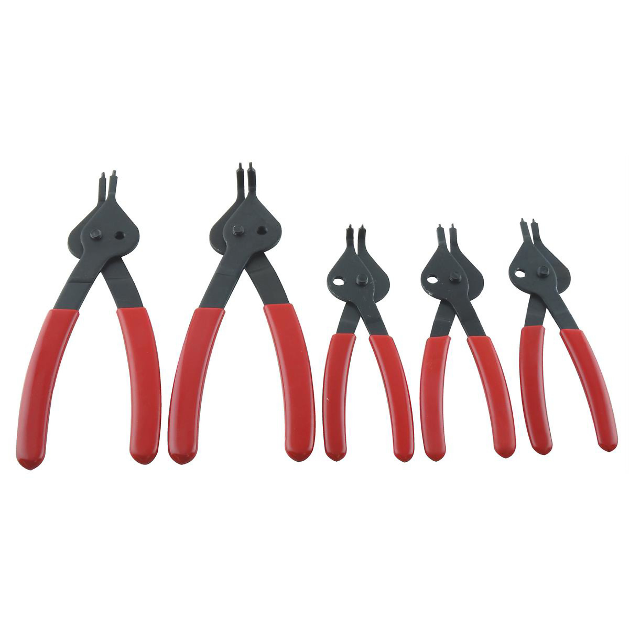 K Tool International Reversible Snap Ring Pliers Set — 5 Pcs, Heavy-Duty, Vinyl Grips, Model# KTI55001